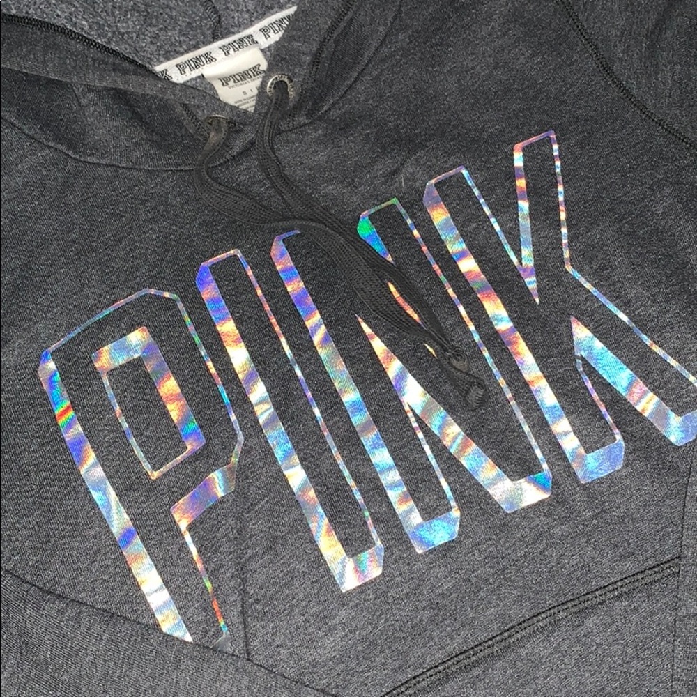 Small VS PINK Holographic Logo Pullover Hoodie